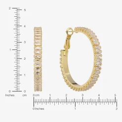 Sparkle Allure Womens Crystal 14K Gold Over Brass 39.6mm Hoop Earrings