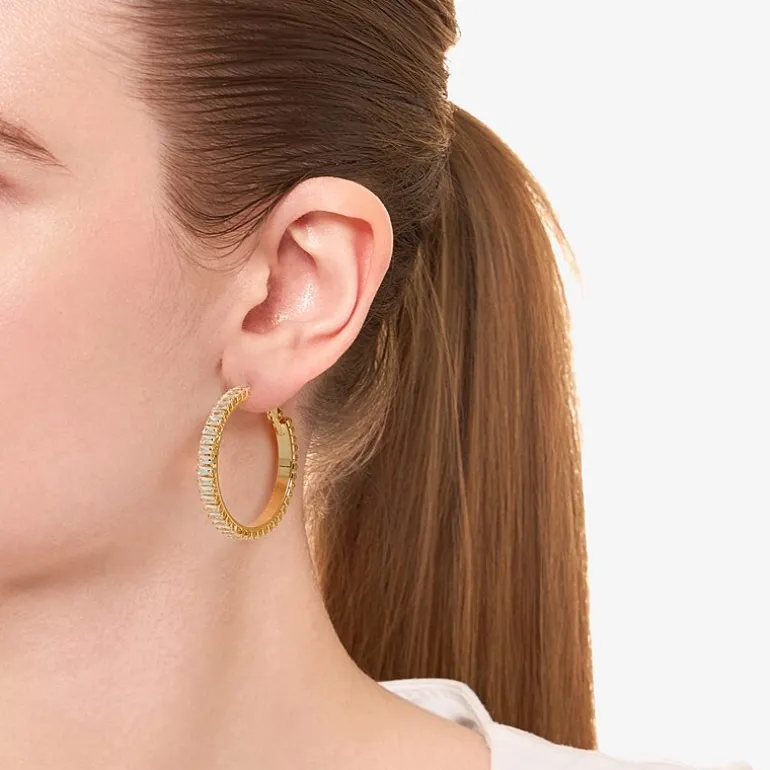 Sparkle Allure Womens Crystal 14K Gold Over Brass 39.6mm Hoop Earrings
