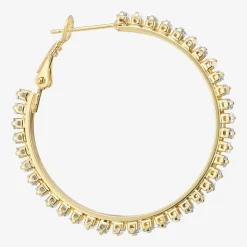 Sparkle Allure Womens Crystal 14K Gold Over Brass 39.6mm Hoop Earrings
