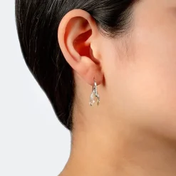 Sparkle Allure Womens Crystal Pure Silver Over Brass Drop Earrings