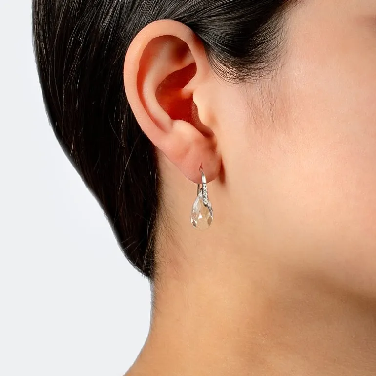 Sparkle Allure Womens Crystal Pure Silver Over Brass Drop Earrings