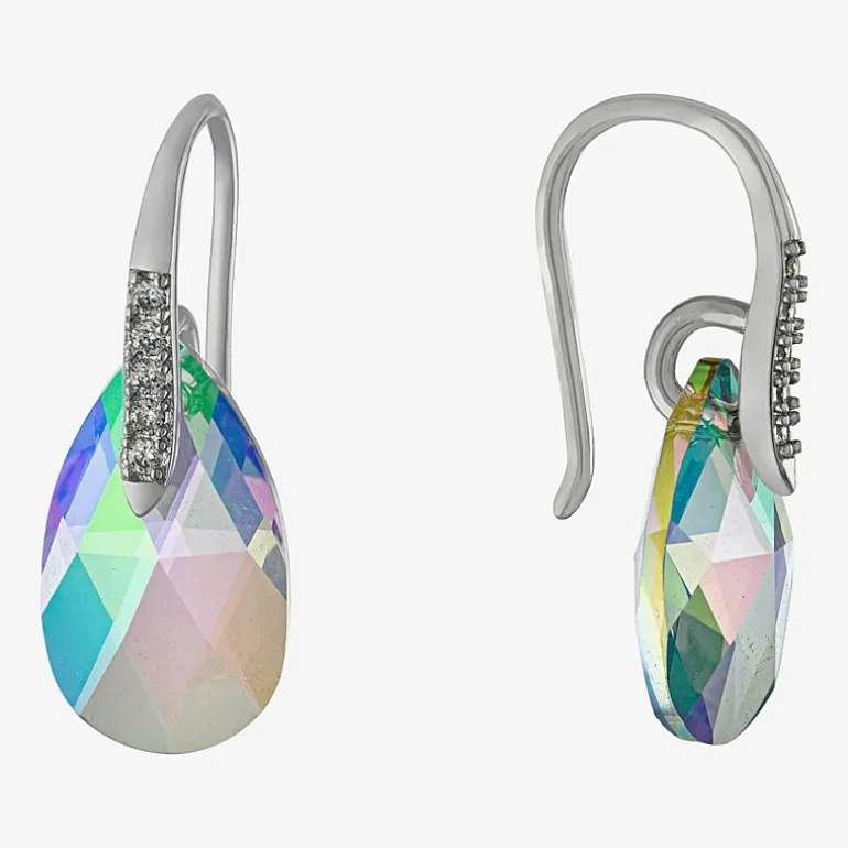 Sparkle Allure Womens Crystal Pure Silver Over Brass Drop Earrings