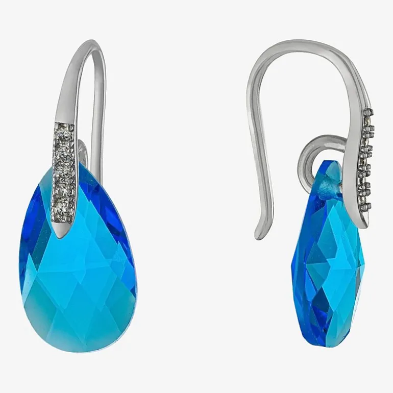 Sparkle Allure Womens Crystal Pure Silver Over Brass Drop Earrings