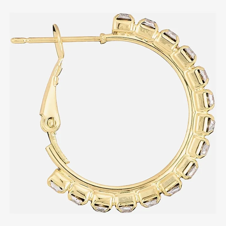 Sparkle Allure Womens Crystal 14K Gold Over Brass 25.1mm Hoop Earrings