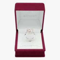 Sparkle Allure Womens Crystal Pure Silver Over Brass Halo Cocktail Ring