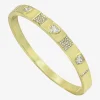 Sparkle Allure Womens Cubic Zirconia 14K Gold Over Brass Heart Bangle Bracelet