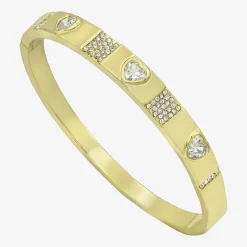 Sparkle Allure Womens Cubic Zirconia 14K Gold Over Brass Heart Bangle Bracelet