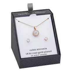 Sparkle Allure Womens Cubic Zirconia 18K Rose Gold Over Brass Round 2-pc. Jewelry Set