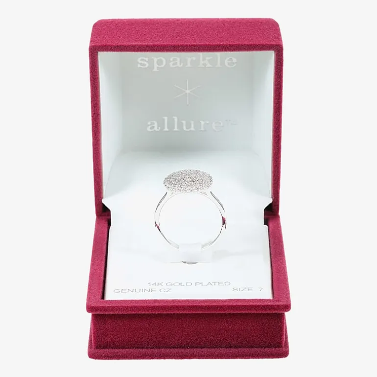 Sparkle Allure Womens Cubic Zirconia Pure Silver Over Brass Round Cocktail Ring