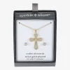 Sparkle Allure Womens Cubic Zirconia 14K Gold Over Brass Cross 2-pc. Jewelry Set