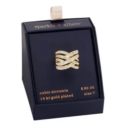 Sparkle Allure Womens Cubic Zirconia 14K Gold Over Brass Crossover Cocktail Ring