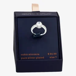 Sparkle Allure Womens Cubic Zirconia Pure Silver Over Brass Oval Halo Engagement Ring