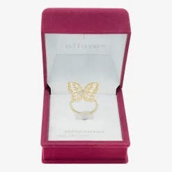 Sparkle Allure Womens Cubic Zirconia 14K Gold Over Brass Butterfly Cocktail Ring