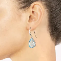 Sparkle Allure Womens Cubic Zirconia Pure Silver Over Brass Oval Drop Earrings