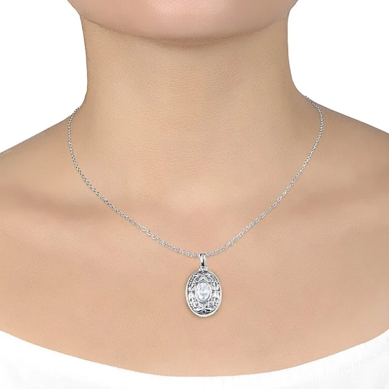 Sparkle Allure Womens Cubic Zirconia Pure Silver Over Brass 18 Inch Locket Necklace