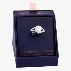 Sparkle Allure Womens Cubic Zirconia Pure Silver Over Brass Pear Engagement Ring