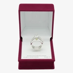 Sparkle Allure Womens Cubic Zirconia Pure Silver Over Brass Round Engagement Ring