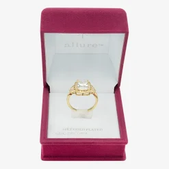 Sparkle Allure Womens Cubic Zirconia 14K Gold Over Brass Heart Halo Cocktail Ring
