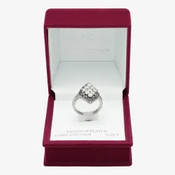 Sparkle Allure Womens Cubic Zirconia Pure Silver Over Brass Cocktail Ring