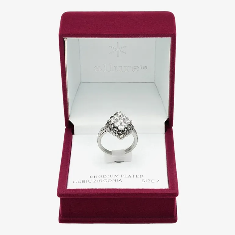 Sparkle Allure Womens Cubic Zirconia Pure Silver Over Brass Cocktail Ring