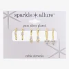 Sparkle Allure Womens Genuine Cubic Zirconia Round 3 Pair Earring Set