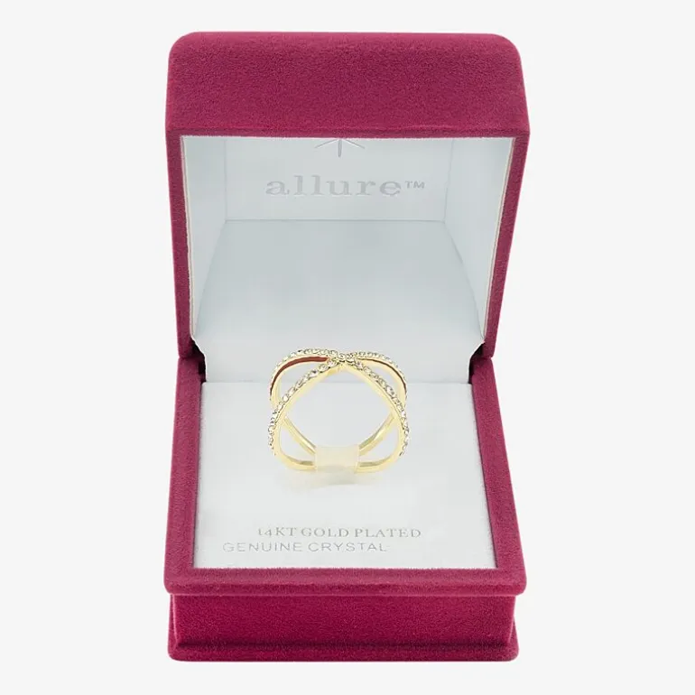 Sparkle Allure Womens 2.5MM Crystal 14K Gold Over Brass Crossover Band