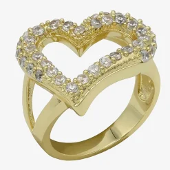 Sparkle Allure Womens 3MM Cubic Zirconia 14K Gold Over Brass Heart Band