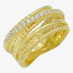 Sparkle Allure Womens 4MM Cubic Zirconia 14K Gold Over Brass Crossover Band