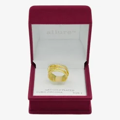 Sparkle Allure Womens 4MM Cubic Zirconia 14K Gold Over Brass Crossover Band