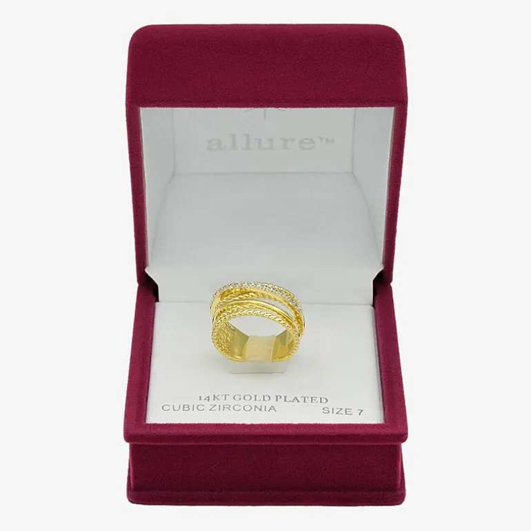 Sparkle Allure Womens 4MM Cubic Zirconia 14K Gold Over Brass Crossover Band