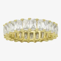 Sparkle Allure Womens 3MM Cubic Zirconia 14K Gold Over Brass Eternity Band
