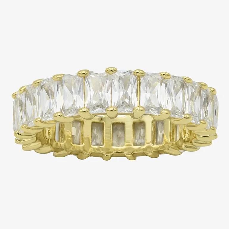 Sparkle Allure Womens 3MM Cubic Zirconia 14K Gold Over Brass Eternity Band