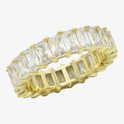 Sparkle Allure Womens 3MM Cubic Zirconia 14K Gold Over Brass Eternity Band
