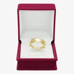 Sparkle Allure Womens 2.5MM Mother Of Pearl 14K Gold Over Brass Clover Band