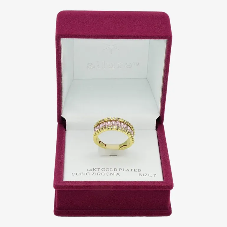 Sparkle Allure Womens 3MM Purple Crystal 14K Gold Over Brass Eternity Band
