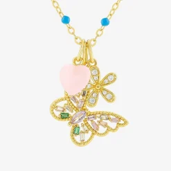 Sparkle Allure Womens Multi Color Cubic Zirconia 14K Gold Over Brass Butterfly 18 Inch Pendant Necklace