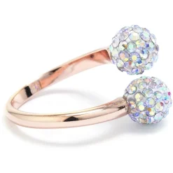 Sparkle Allure Womens Mystic Fire Crystal 14k Rose Gold Over Brass Bypass Cocktail Ring