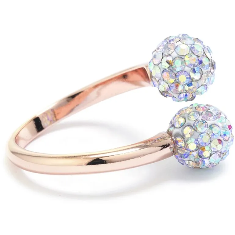 Sparkle Allure Womens Mystic Fire Crystal 14k Rose Gold Over Brass Bypass Cocktail Ring