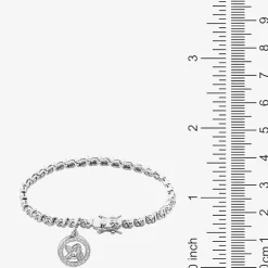 Sparkle Allure Womens Natural Diamond Accent Pure Silver Over Bronze Angel 7.25 Inch Tennis Bracelet