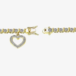 Sparkle Allure Womens Natural White Diamond Accent Heart 7.25 Inch Tennis Bracelet
