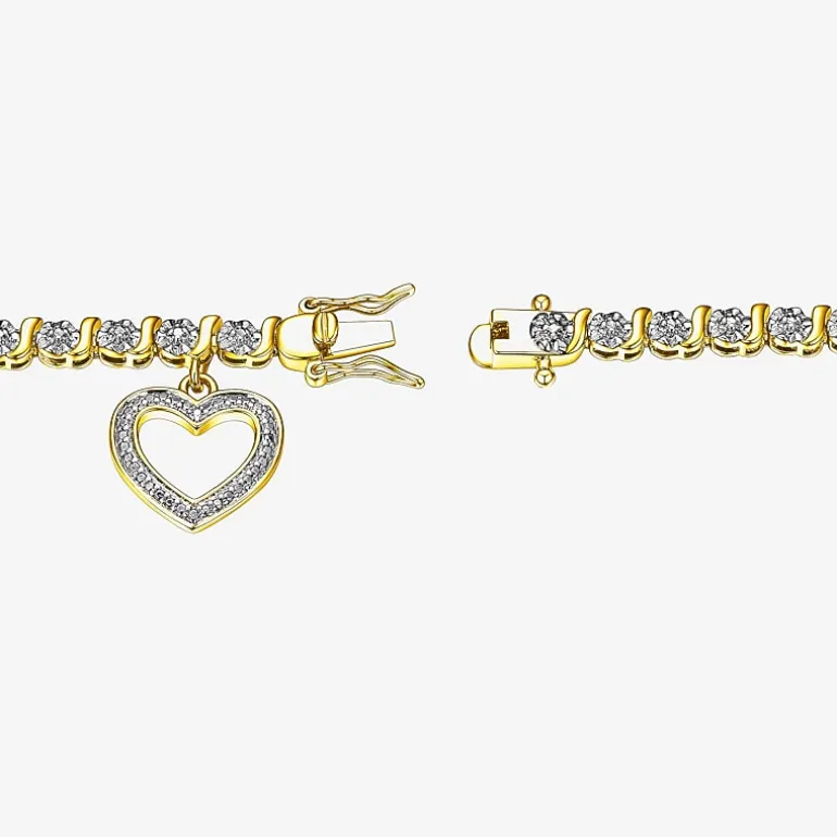 Sparkle Allure Womens Natural White Diamond Accent Heart 7.25 Inch Tennis Bracelet