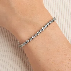 Sparkle Allure Womens Natural Diamond Accent Pure Silver Over Bronze 7.25 Inch Tennis Bracelet