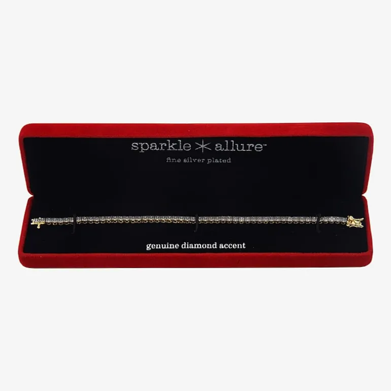 Sparkle Allure Womens Natural White Diamond Accent 7.25 Inch Tennis Bracelet
