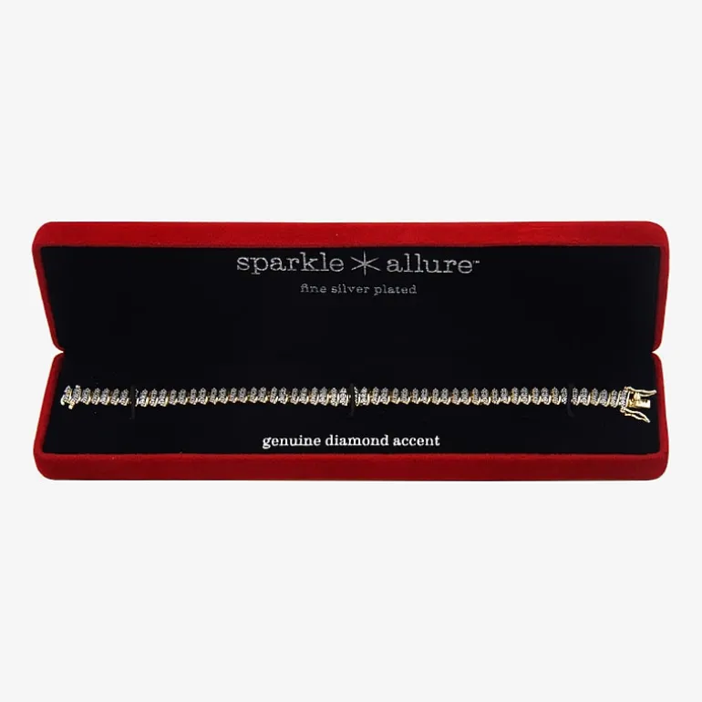 Sparkle Allure Womens Natural White Diamond Accent 7.25 Inch Tennis Bracelet