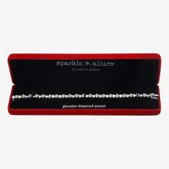 Sparkle Allure Womens Natural White Diamond Accent Pure Silver Over Bronze Heart 7.5 Inch Tennis Bracelet