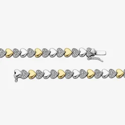 Sparkle Allure Womens Natural White Diamond Accent Pure Silver Over Bronze Heart 7.5 Inch Tennis Bracelet