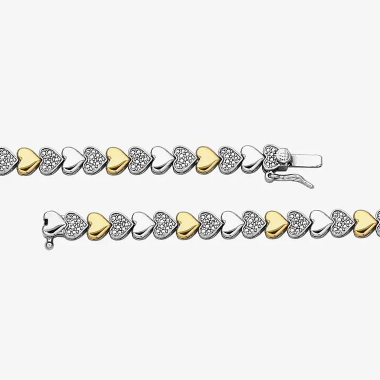 Sparkle Allure Womens Natural White Diamond Accent Pure Silver Over Bronze Heart 7.5 Inch Tennis Bracelet