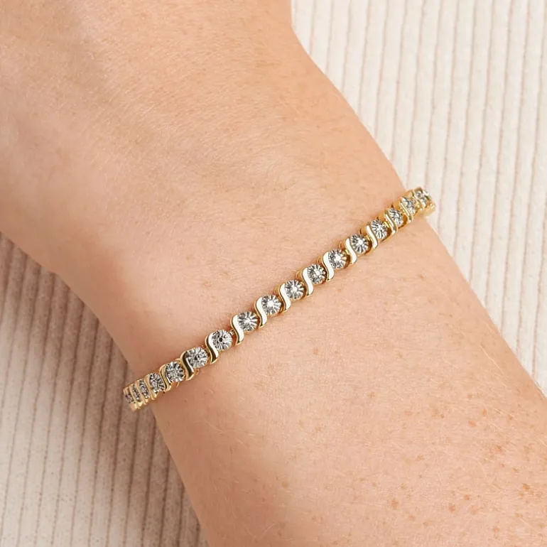 Sparkle Allure Womens Natural White Diamond Accent 7.25 Inch Tennis Bracelet