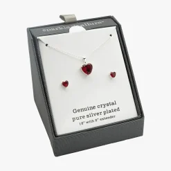 Sparkle Allure Womens Red Crystal Pure Silver Over Brass Heart 2-pc. Jewelry Set