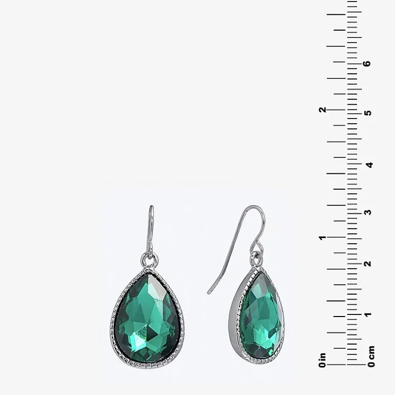 Sparkle Allure Womens Red Crystal Pure Silver Over Brass Drop Earrings